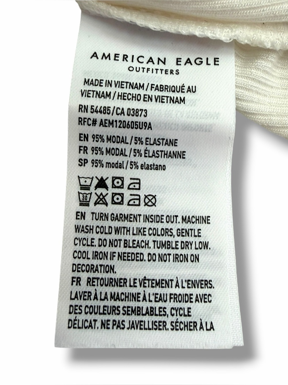 American Eagle White Soft & Sexy Long Sleeve Mock Neck Rib Knit T-Shirt Sweater - Picture 9 of 9